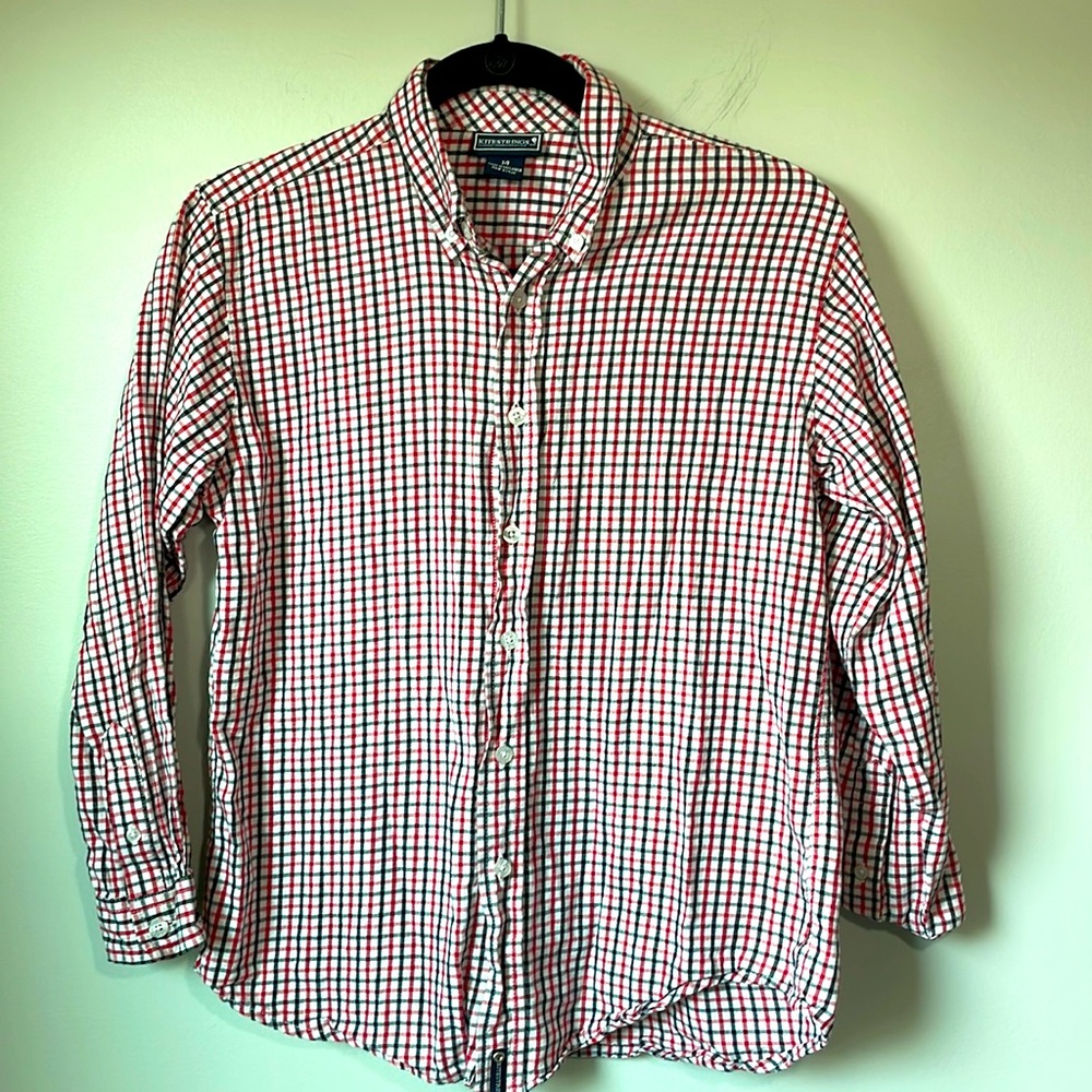 Kitestrings black/red plaid long sleeve button down in size 14